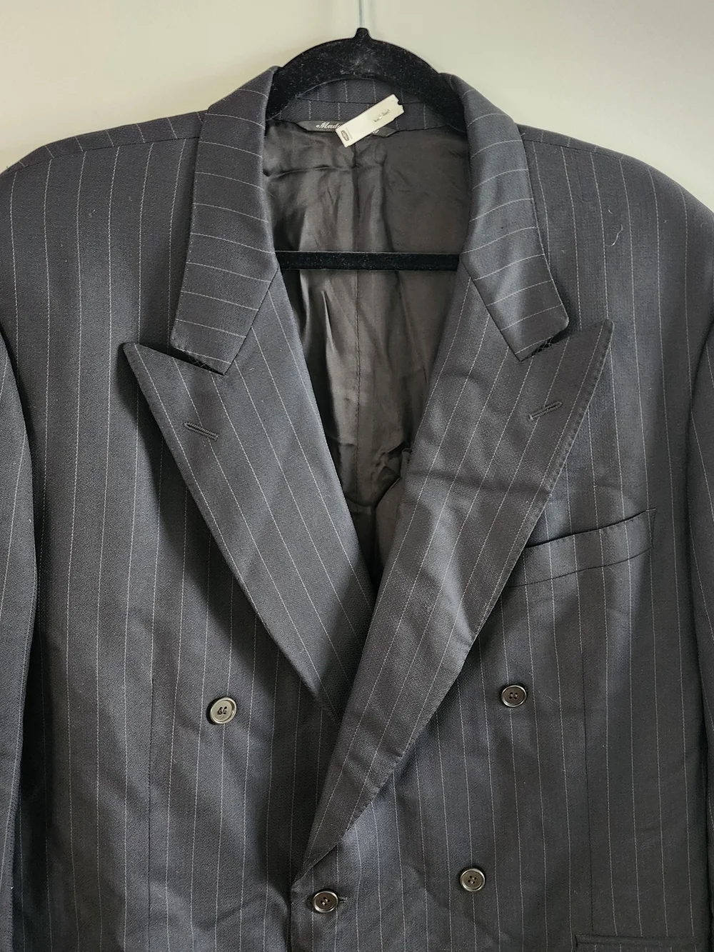 Canali Men's Blazer Black Pinstripe 56R (XL) 100% Wool Made In Italy Designer